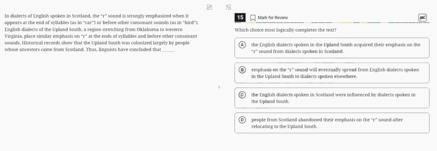 College Board Blue Book Test 8 Domain 1 - Questions 9 & 10